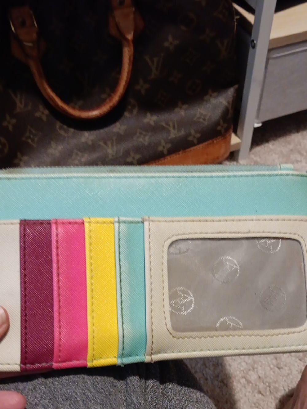 Adrienne Vittadini Colorblock Wallet in Teal, Pink, Yellow, Burgundy